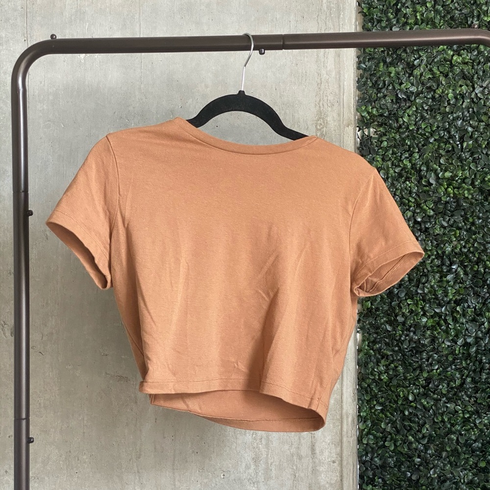 Target Short Sleeve Tan Crop Top